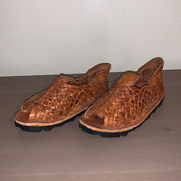 Handmade Boho Cognac Woven Leather Shoes - Women’s Size 6 - Picture 2 of 7